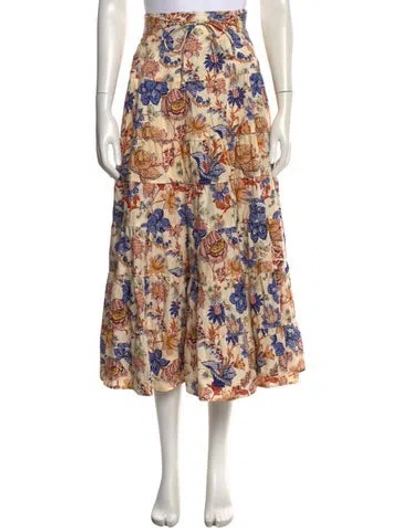 Pre-owned Ulla Johnson Floral Print Midi Length Skirt In Neutral