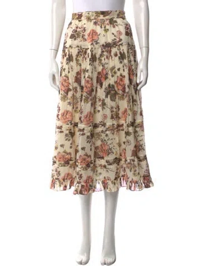 Pre-owned Ulla Johnson Floral Print Midi Length Skirt In Neutral