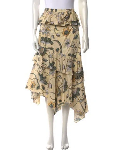 Pre-owned Ulla Johnson Floral Print Midi Length Skirt In Neutrals