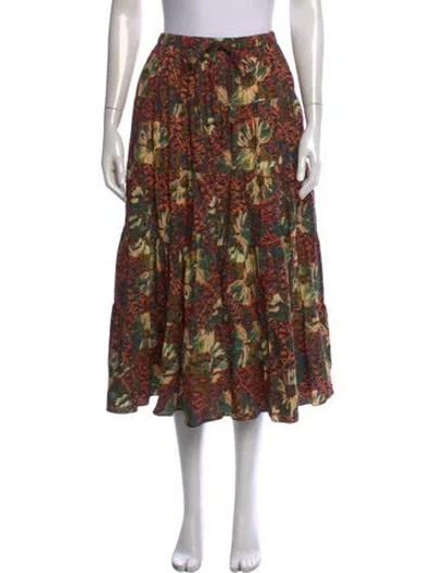 Pre-owned Ulla Johnson Floral Print Midi Length Skirt In Neutrals