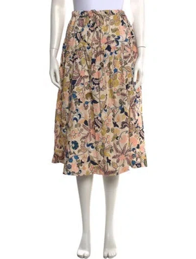 Pre-owned Ulla Johnson Floral Print Midi Length Skirt In Neutrals