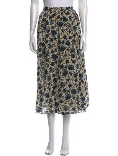 Pre-owned Ulla Johnson Floral Print Midi Length Skirt In Neutrals
