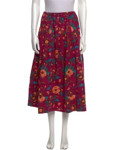 Pre-owned Ulla Johnson Floral Print Midi Length Skirt In Pink