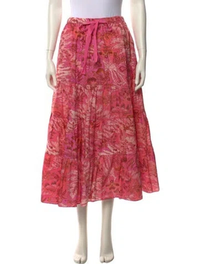 Pre-owned Ulla Johnson Floral Print Midi Length Skirt In Pink