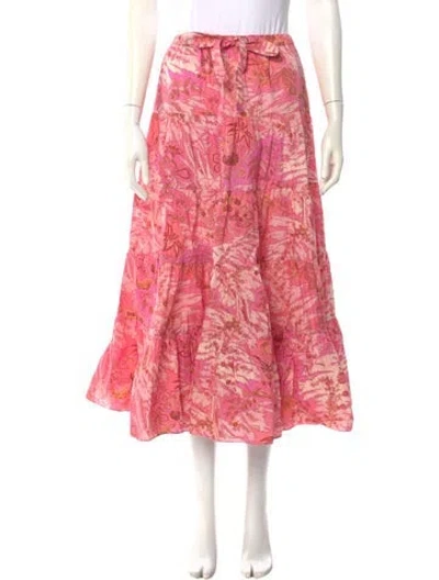 Pre-owned Ulla Johnson Floral Print Midi Length Skirt In Pink