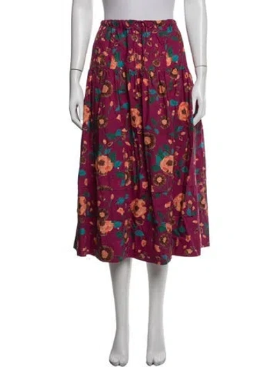 Pre-owned Ulla Johnson Floral Print Midi Length Skirt In Pink