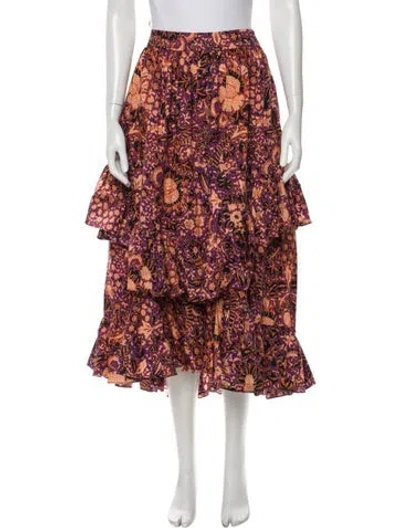 Pre-owned Ulla Johnson Floral Print Midi Length Skirt In Purple