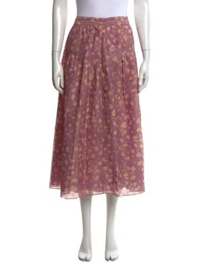 Pre-owned Ulla Johnson Floral Print Midi Length Skirt In Purple