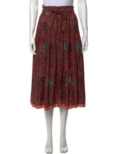 Pre-owned Ulla Johnson Floral Print Midi Length Skirt In Red
