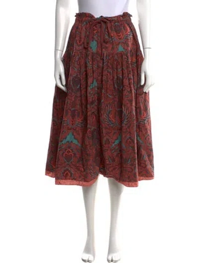 Pre-owned Ulla Johnson Floral Print Midi Length Skirt In Red
