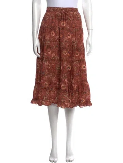 Pre-owned Ulla Johnson Floral Print Midi Length Skirt In Red