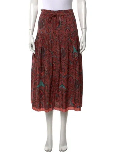 Pre-owned Ulla Johnson Floral Print Midi Length Skirt In Red