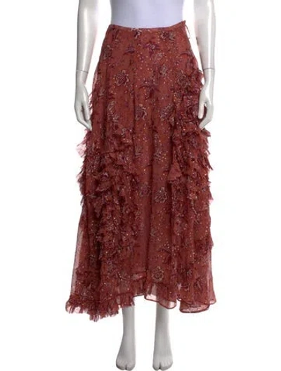 Pre-owned Ulla Johnson Floral Print Midi Length Skirt In Red
