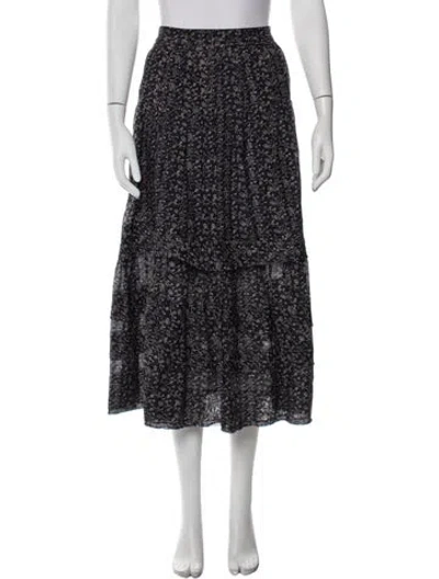 Pre-owned Ulla Johnson Floral Print Midi Length Skirt W/ Tags In Blue