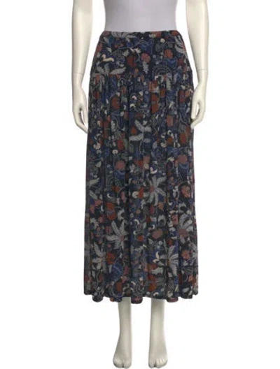 Pre-owned Ulla Johnson Floral Print Midi Length Skirt W/ Tags In Blue