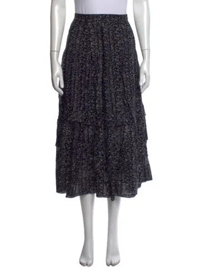 Pre-owned Ulla Johnson Floral Print Midi Length Skirt W/ Tags In Blue