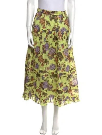 Pre-owned Ulla Johnson Floral Print Midi Length Skirt W/ Tags In Green