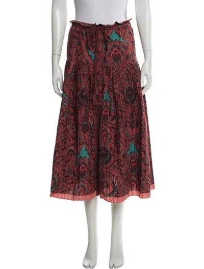 Pre-owned Ulla Johnson Floral Print Midi Length Skirt W/ Tags In Neutral