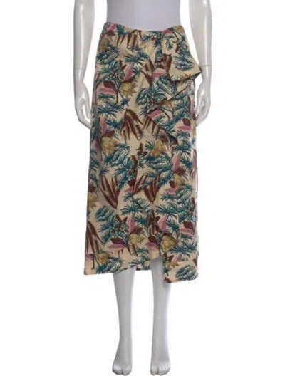 Pre-owned Ulla Johnson Floral Print Midi Length Skirt W/ Tags In Neutral