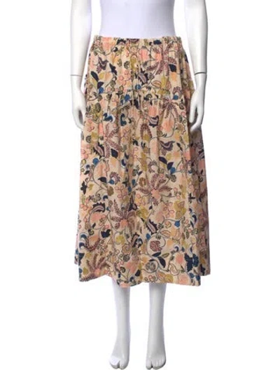 Pre-owned Ulla Johnson Floral Print Midi Length Skirt W/ Tags In Neutrals