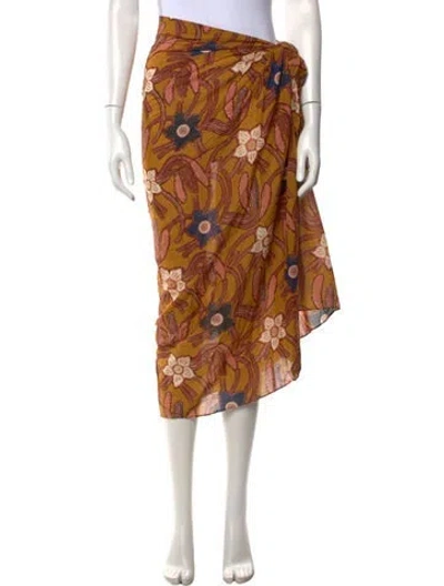 Pre-owned Ulla Johnson Floral Print Midi Length Skirt W/ Tags In Neutrals
