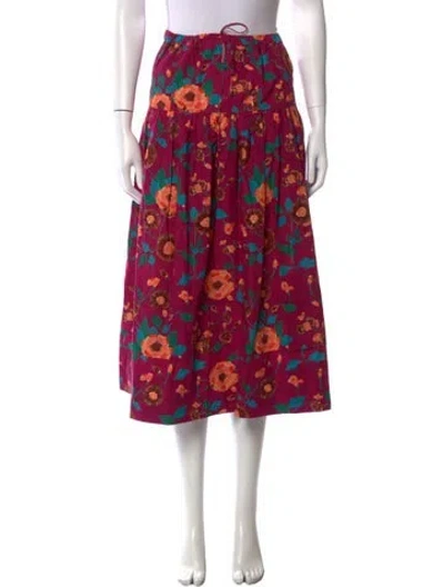 Pre-owned Ulla Johnson Floral Print Midi Length Skirt W/ Tags In Pink