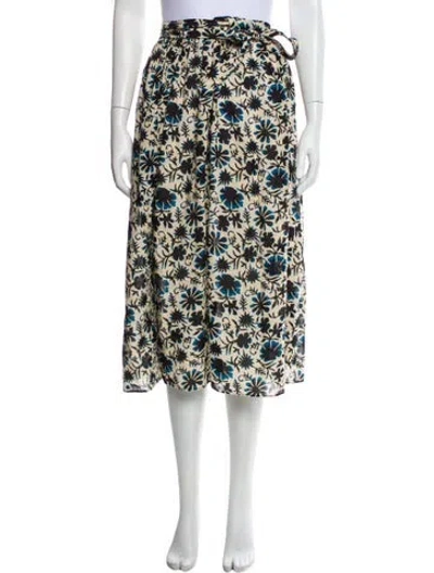 Pre-owned Ulla Johnson Floral Print Midi Length Skirt In White