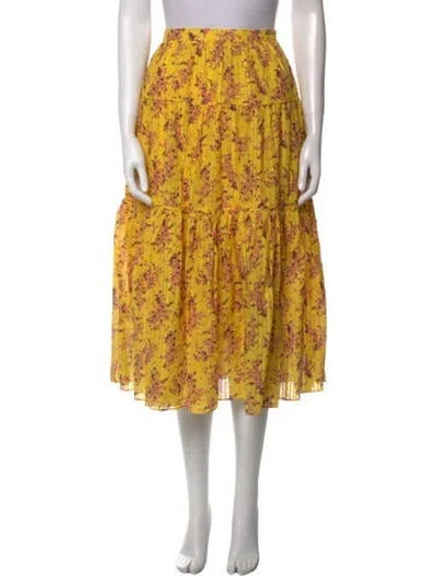 Pre-owned Ulla Johnson Floral Print Midi Length Skirt In Yellow