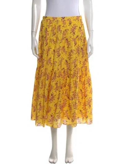 Pre-owned Ulla Johnson Floral Print Midi Length Skirt In Yellow