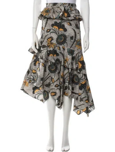 Pre-owned Ulla Johnson Floral Print Midi Length Skirt In Yellow