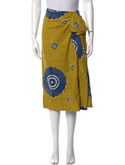 Pre-owned Ulla Johnson Floral Print Midi Length Skirt In Yellow