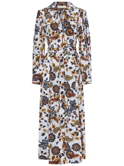 Ulla Johnson Floral Print Midi Shirt Dress In Multi