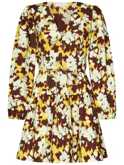 Ulla Johnson Floral Print Mini Dress In Yellow