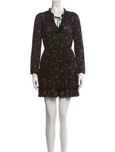 Pre-owned Ulla Johnson Floral Print Mini Dress In Black