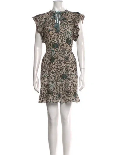 Pre-owned Ulla Johnson Floral Print Mini Dress In Black