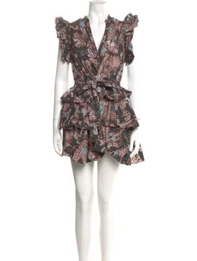 Pre-owned Ulla Johnson Floral Print Mini Dress In Black