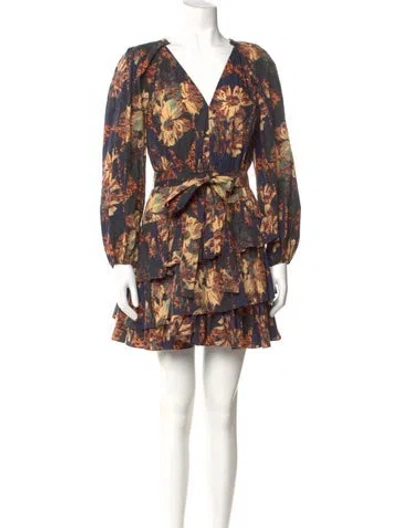 Pre-owned Ulla Johnson Floral Print Mini Dress In Black