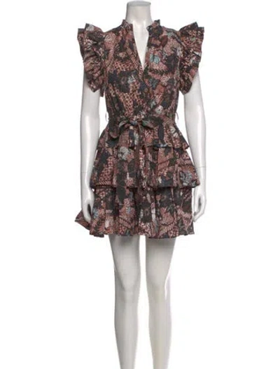 Pre-owned Ulla Johnson Floral Print Mini Dress In Black
