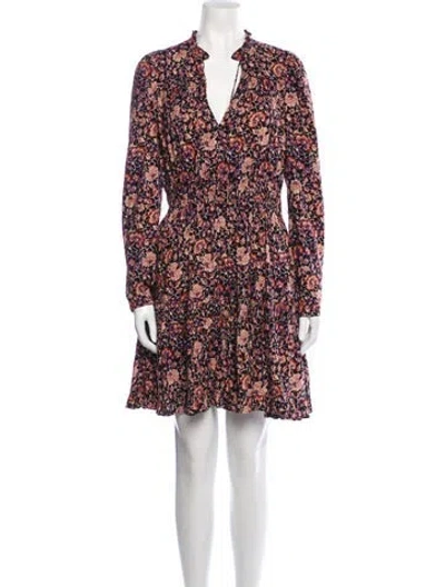 Pre-owned Ulla Johnson Floral Print Mini Dress In Black