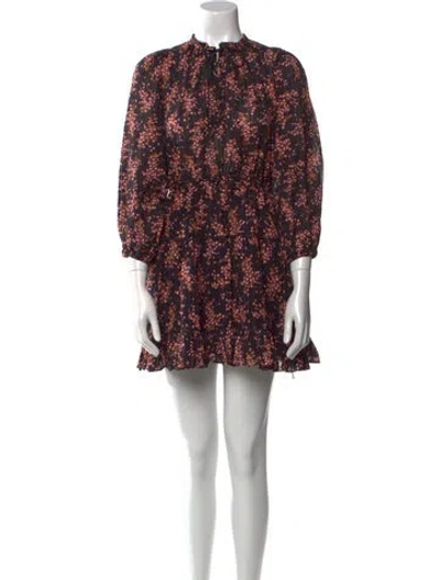 Pre-owned Ulla Johnson Floral Print Mini Dress In Black