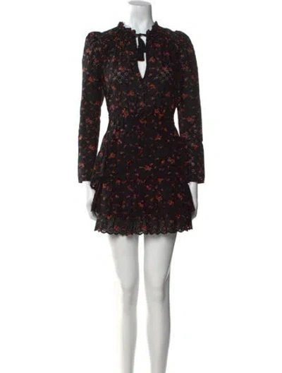Pre-owned Ulla Johnson Floral Print Mini Dress In Black