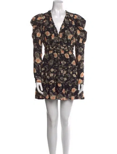 Pre-owned Ulla Johnson Floral Print Mini Dress In Black