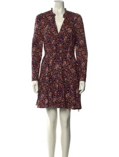 Pre-owned Ulla Johnson Floral Print Mini Dress In Black