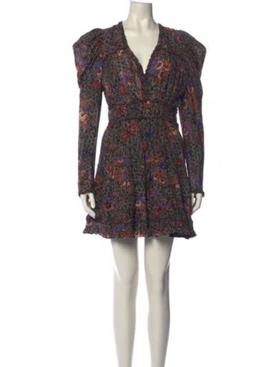 Pre-owned Ulla Johnson Floral Print Mini Dress In Black