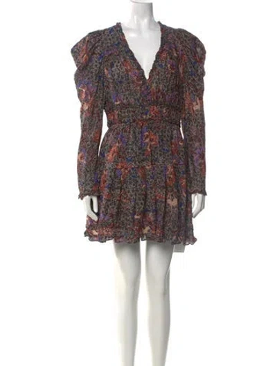 Pre-owned Ulla Johnson Floral Print Mini Dress In Black