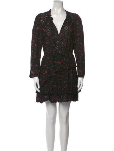 Pre-owned Ulla Johnson Floral Print Mini Dress In Black