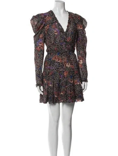 Pre-owned Ulla Johnson Floral Print Mini Dress In Black