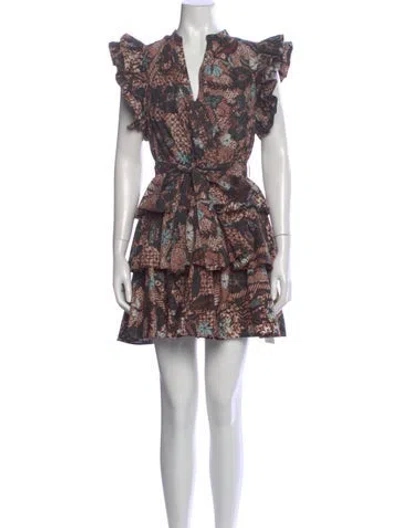 Pre-owned Ulla Johnson Floral Print Mini Dress In Black