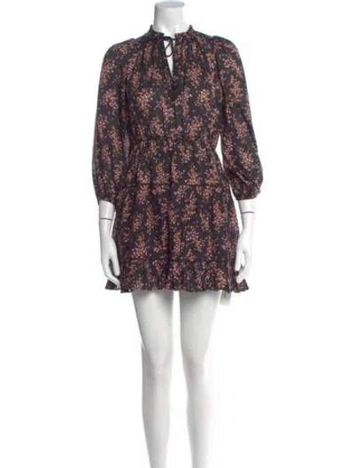 Pre-owned Ulla Johnson Floral Print Mini Dress In Black