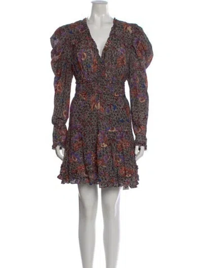 Pre-owned Ulla Johnson Floral Print Mini Dress In Black